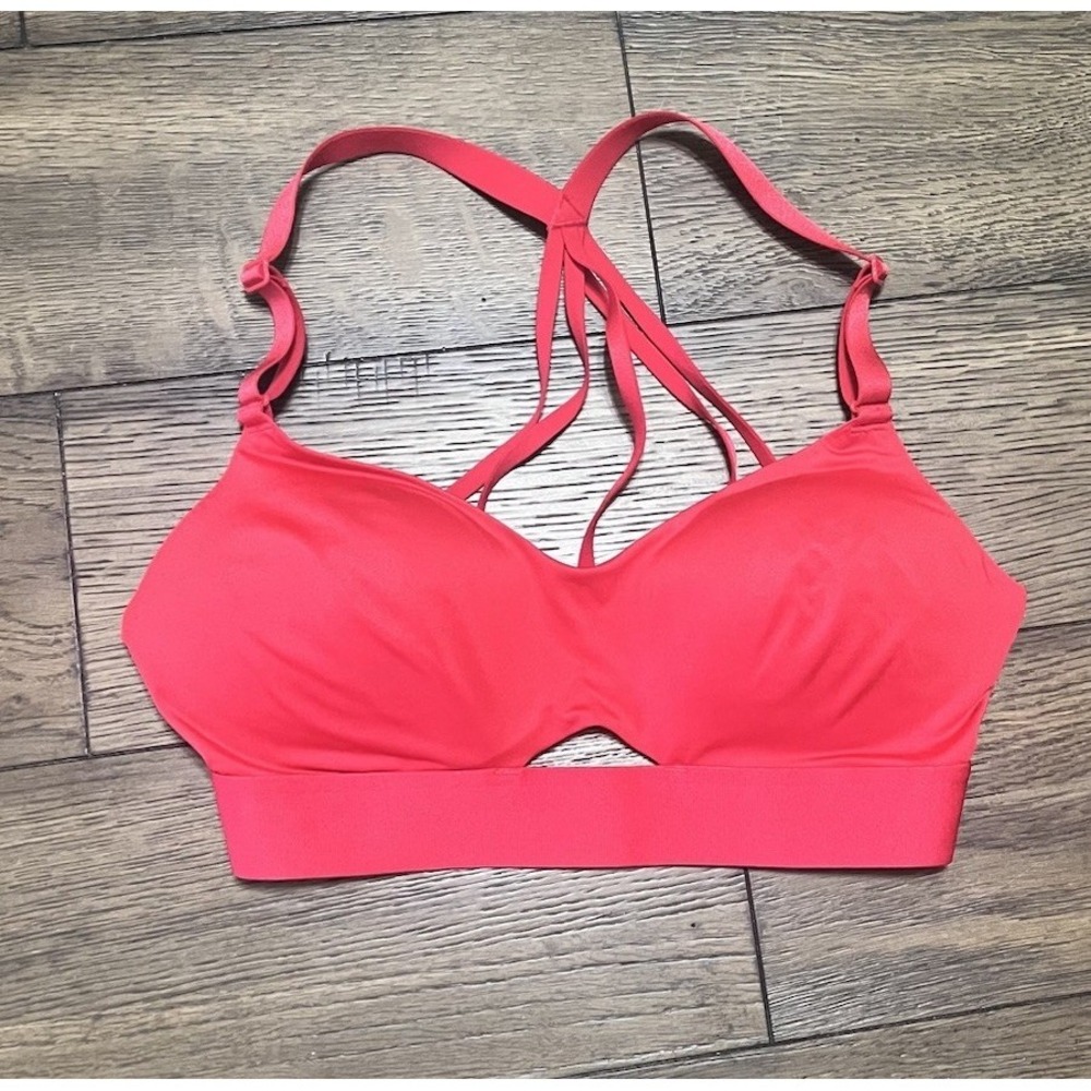 Victoria Secret Lightly Lined Strappy T Shirt Bra Red 34C No Wire Or Clasp